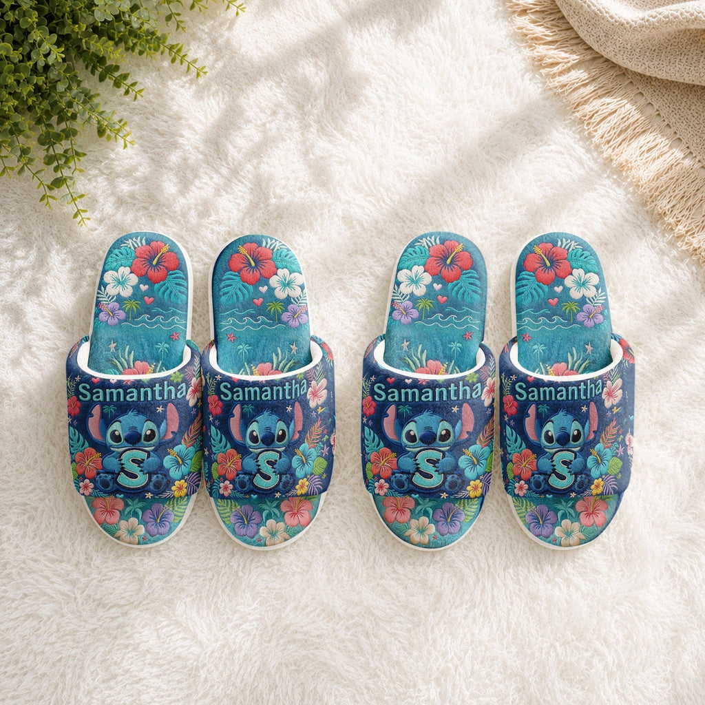 Personalized Open-Toe Slippers with Floral Design for Family Open-Toe Slippers GradoCreations