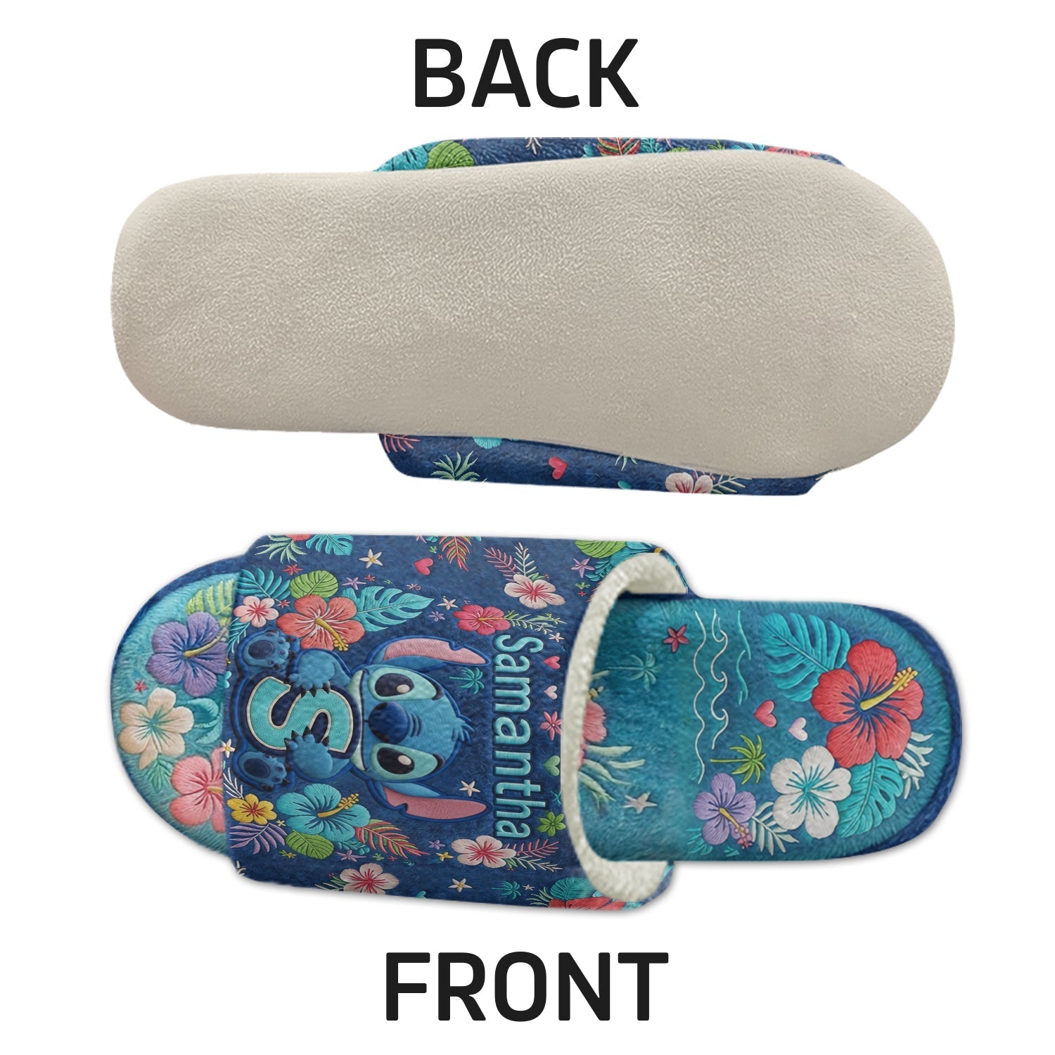 Personalized Open-Toe Slippers with Floral Design for Family Open-Toe Slippers GradoCreations