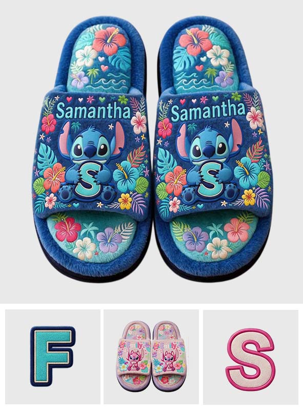 Personalized Open-Toe Slippers with Floral Design for Family Open-Toe Slippers GradoCreations