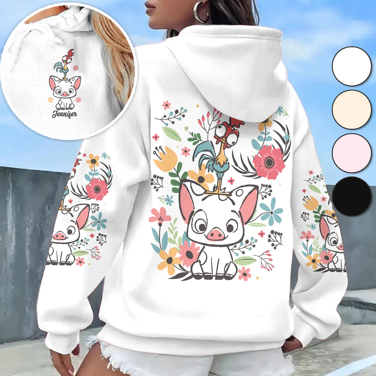 Personalized Floral Pig All Over Shirt Custom Name Gift All Over Shirt GradoCreations