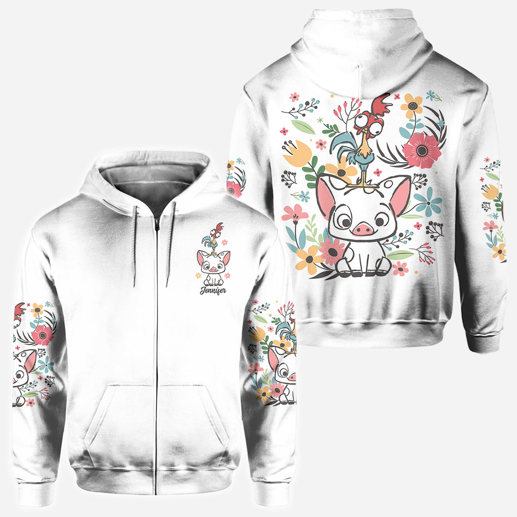 Personalized Floral Pig All Over Shirt Custom Name Gift All Over Shirt GradoCreations