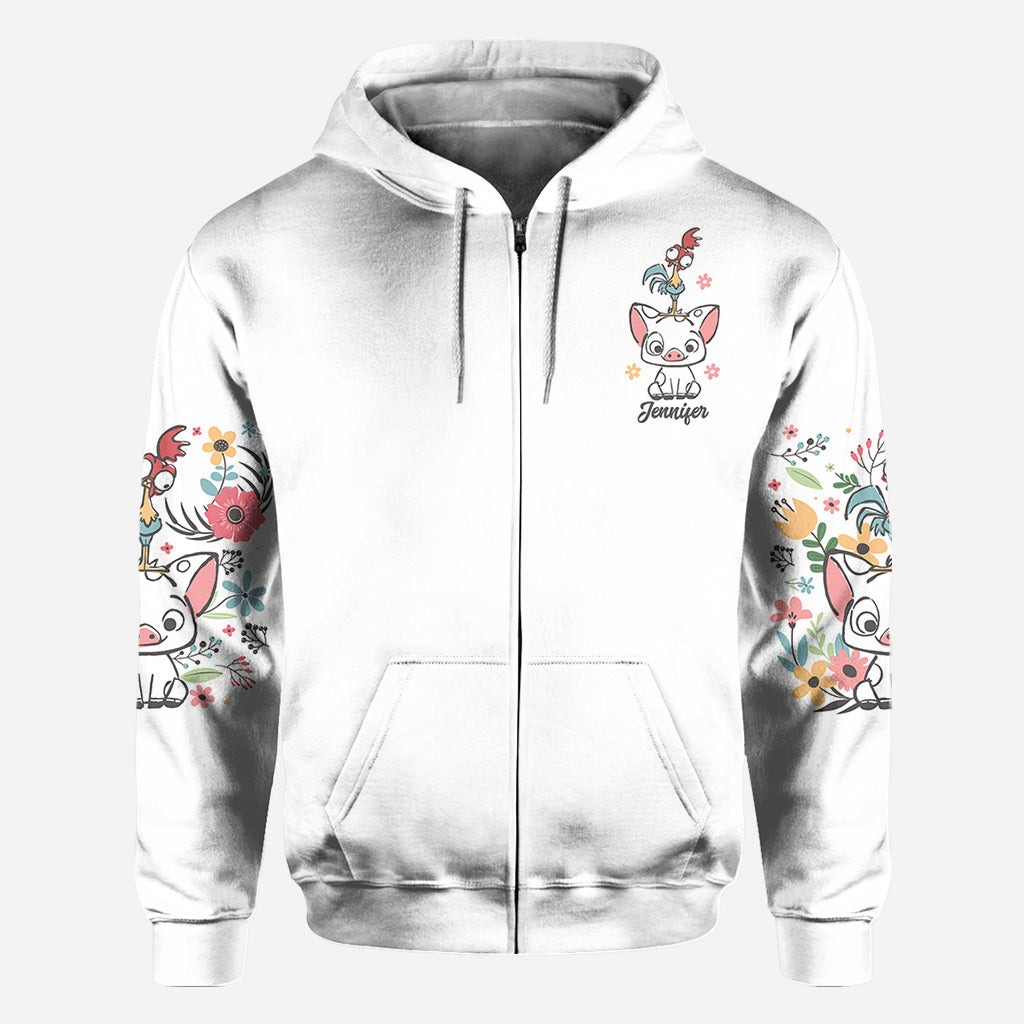 Personalized Floral Pig All Over Shirt Custom Name Gift All Over Shirt GradoCreations