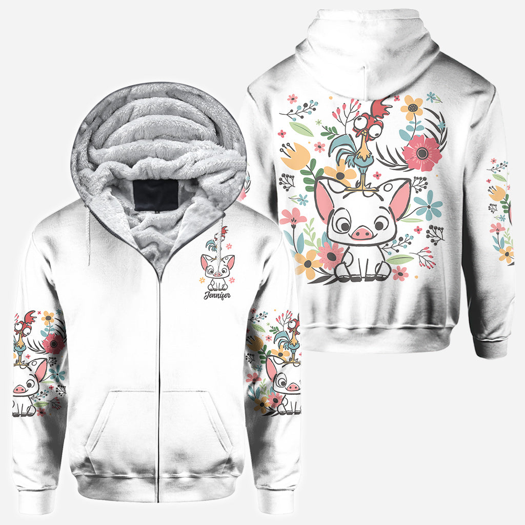 Personalized Floral Pig All Over Shirt Custom Name Gift All Over Shirt GradoCreations