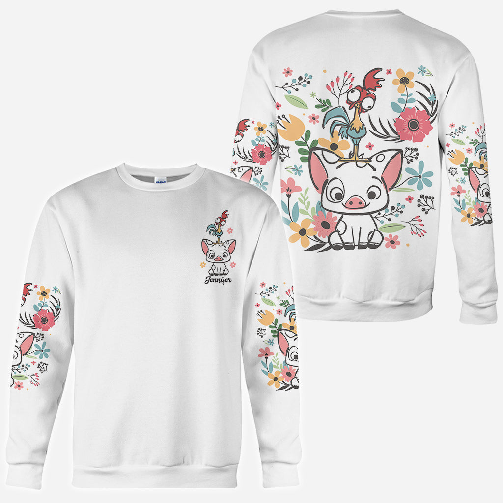 Personalized Floral Pig All Over Shirt Custom Name Gift All Over Shirt GradoCreations