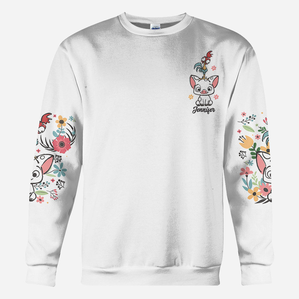 Personalized Floral Pig All Over Shirt Custom Name Gift All Over Shirt GradoCreations
