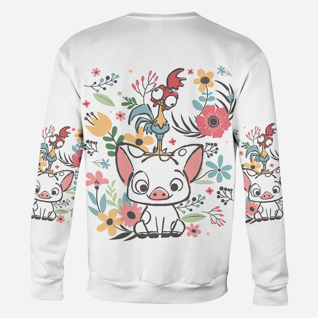 Personalized Floral Pig All Over Shirt Custom Name Gift All Over Shirt GradoCreations
