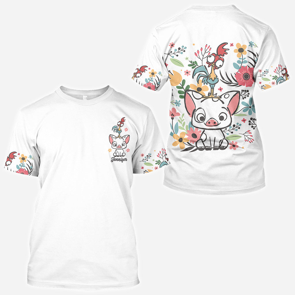 Personalized Floral Pig All Over Shirt Custom Name Gift All Over Shirt GradoCreations