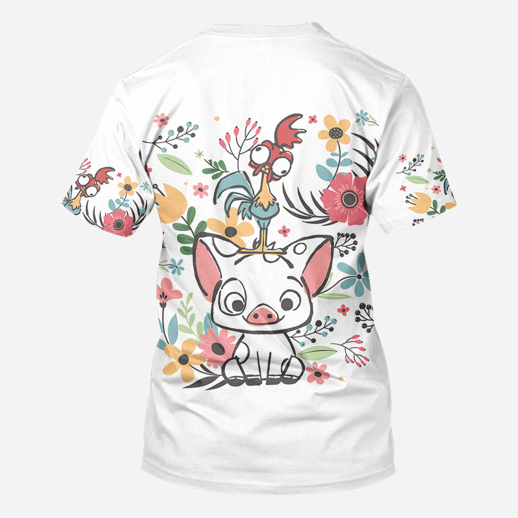 Personalized Floral Pig All Over Shirt Custom Name Gift All Over Shirt GradoCreations