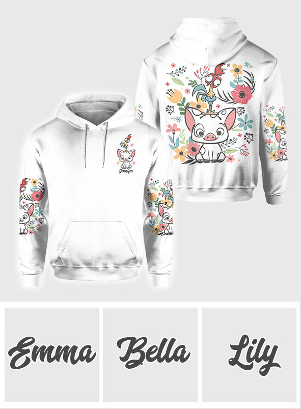 Personalized Floral Pig All Over Shirt Custom Name Gift All Over Shirt GradoCreations