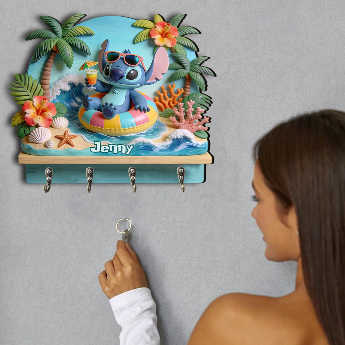 Personalized Custom Shaped Key Rack Ohana Beach Gift Custom Shaped Key Rack GradoCreations
