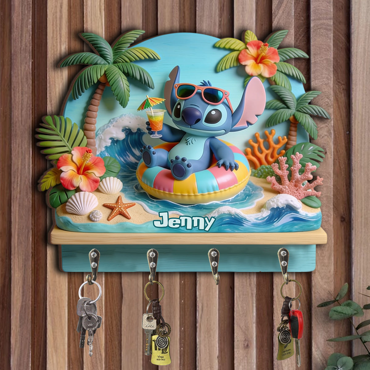 Personalized Custom Shaped Key Rack Ohana Beach Gift Custom Shaped Key Rack GradoCreations