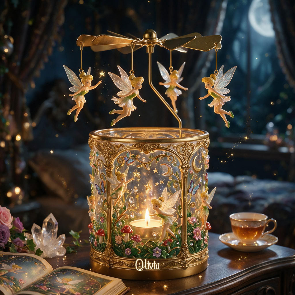 Personalized Magical Garden Fairy Spinning Candle Holder Gift Spinning Candle Holder GradoCreations