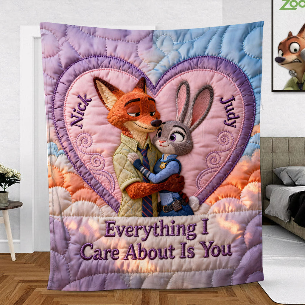 Personalized Flannel Blanket Everything I Care About Is You Gift for Couple Blanket GradoCreations