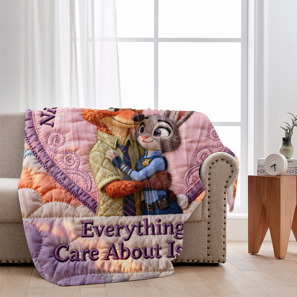 Personalized Flannel Blanket Everything I Care About Is You Gift for Couple Blanket GradoCreations