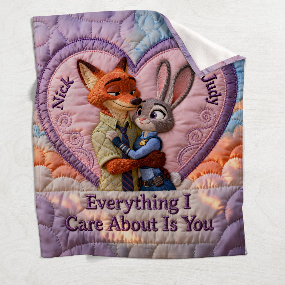 Personalized Flannel Blanket Everything I Care About Is You Gift for Couple Blanket GradoCreations