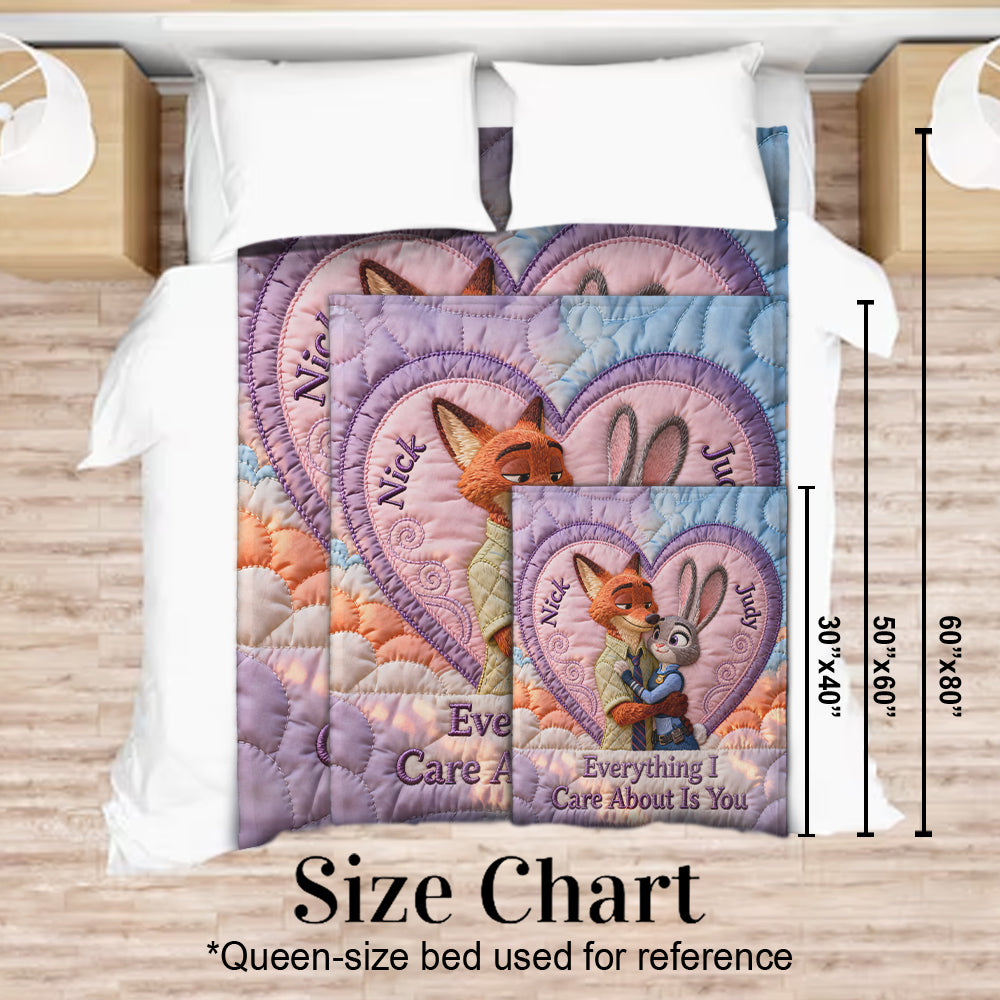 Personalized Flannel Blanket Everything I Care About Is You Gift for Couple Blanket GradoCreations