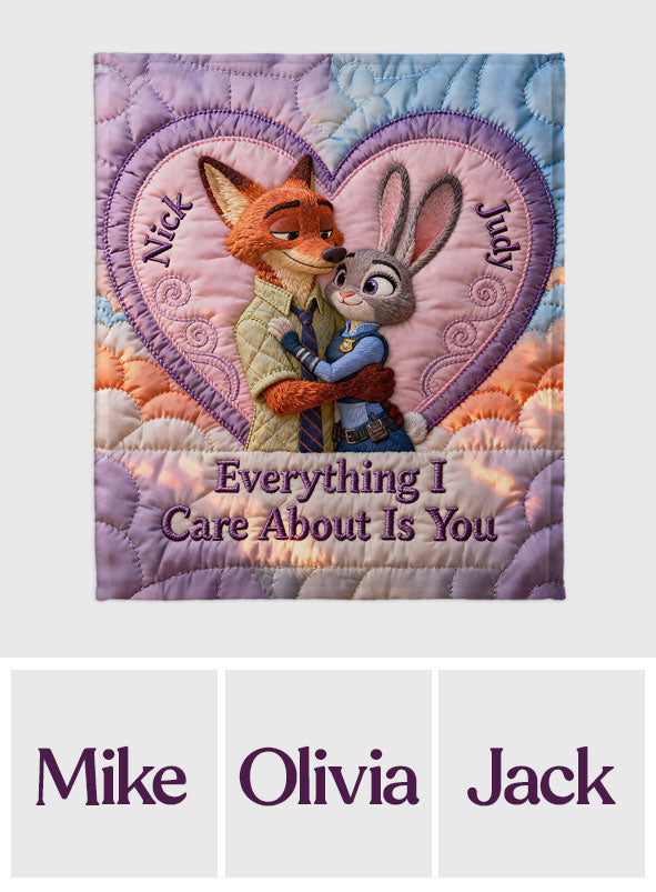 Personalized Flannel Blanket Everything I Care About Is You Gift for Couple Blanket GradoCreations