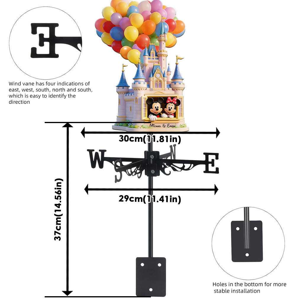Personalized Magical Castle Weather Vane Custom Name Outdoor Décor Weather Vane GradoCreations