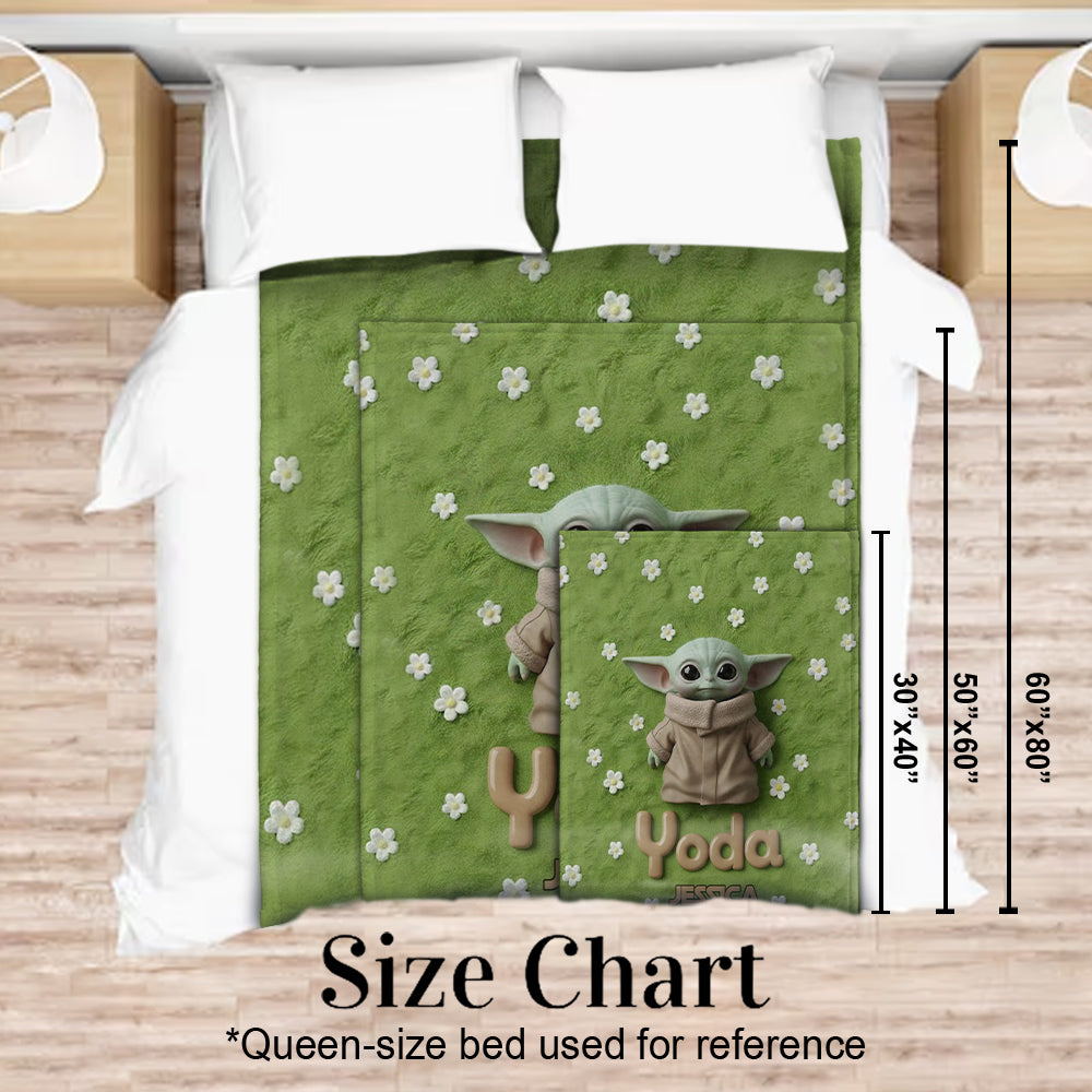 Personalized Yoda Blanket Custom Name Soft Flannel Gift for Kids Blanket GradoCreations