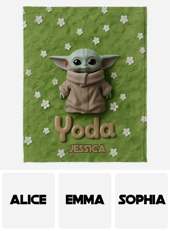 Personalized Yoda Blanket Custom Name Soft Flannel Gift for Kids Blanket GradoCreations