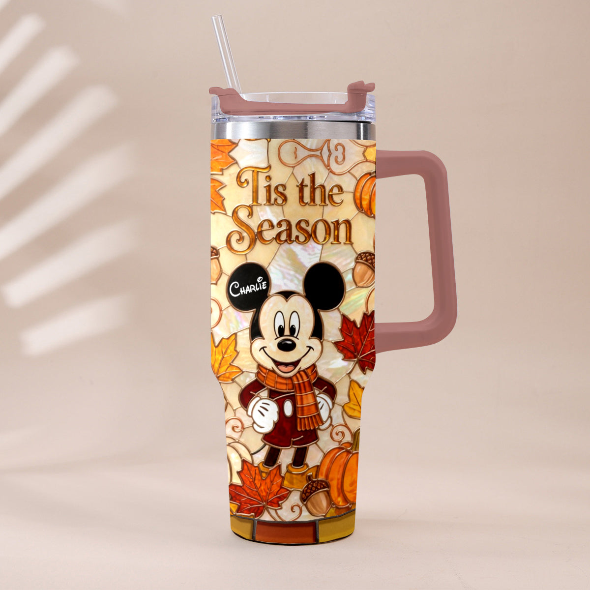 Personalized Autumn Mouse Tumbler with Plush Charm Gift Idea Tumbler With Plush Charm GradoCreations