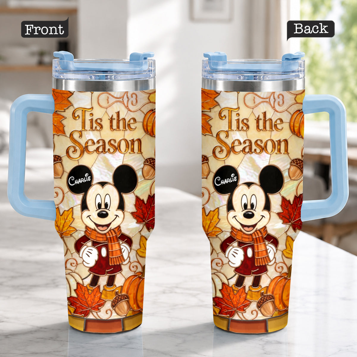 Personalized Autumn Mouse Tumbler with Plush Charm Gift Idea Tumbler With Plush Charm GradoCreations