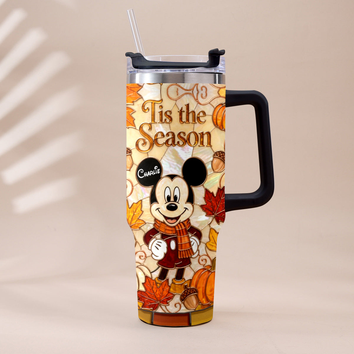 Personalized Autumn Mouse Tumbler with Plush Charm Gift Idea Tumbler With Plush Charm GradoCreations