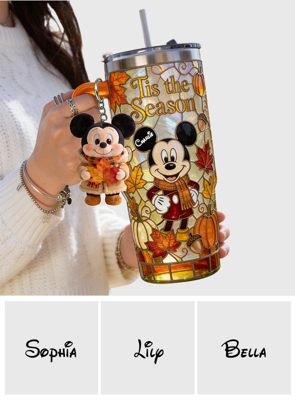 Personalized Autumn Mouse Tumbler with Plush Charm Gift Idea Tumbler With Plush Charm GradoCreations