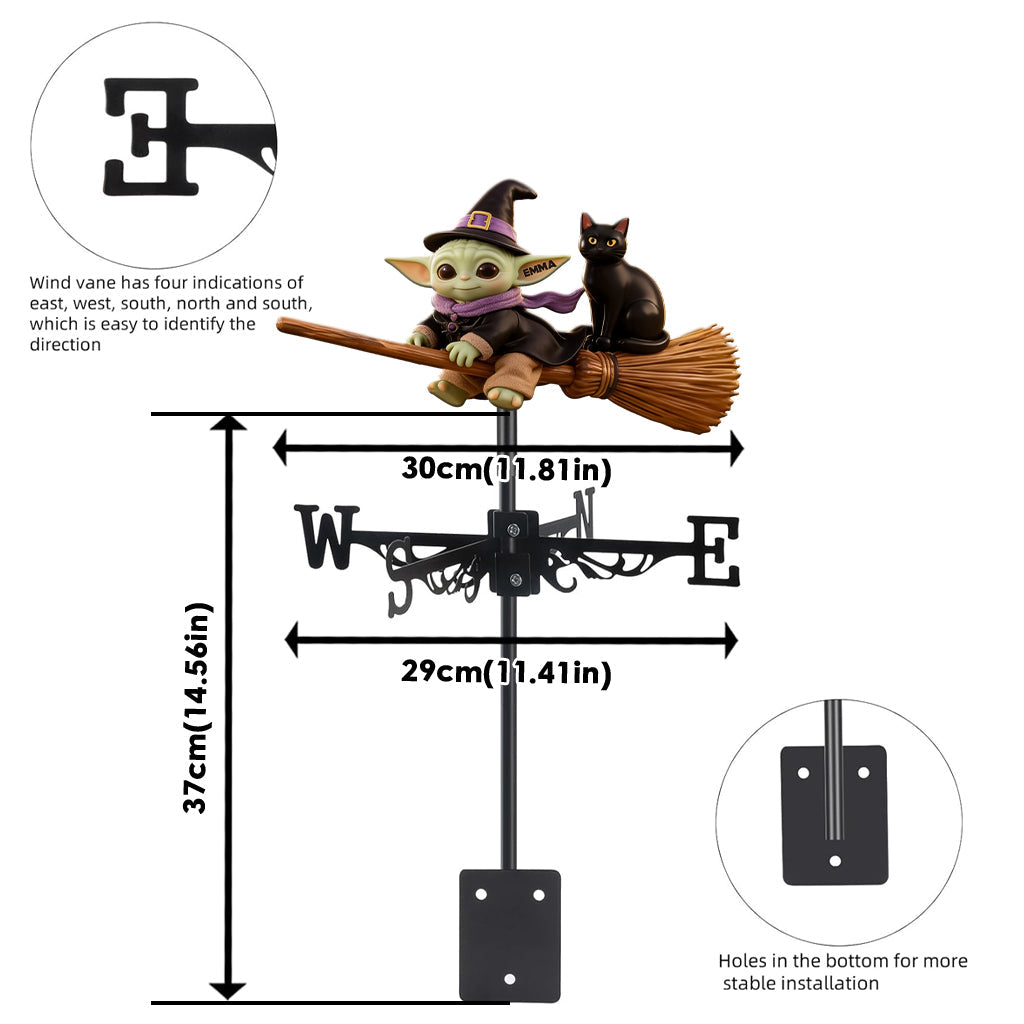 Personalized Cute Alien Baby Weather Vane Custom Outdoor Decor Weather Vane GradoCreations