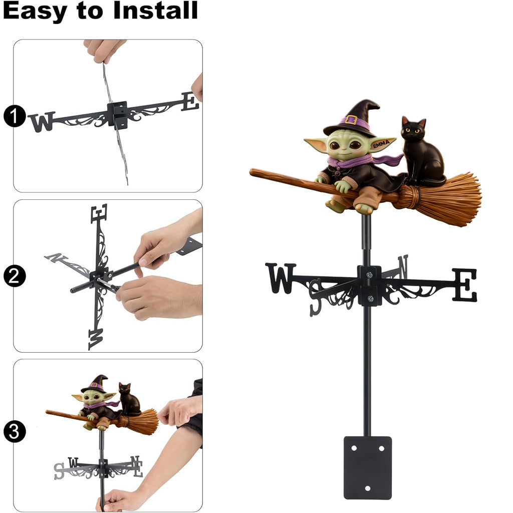 Personalized Cute Alien Baby Weather Vane Custom Outdoor Decor Weather Vane GradoCreations