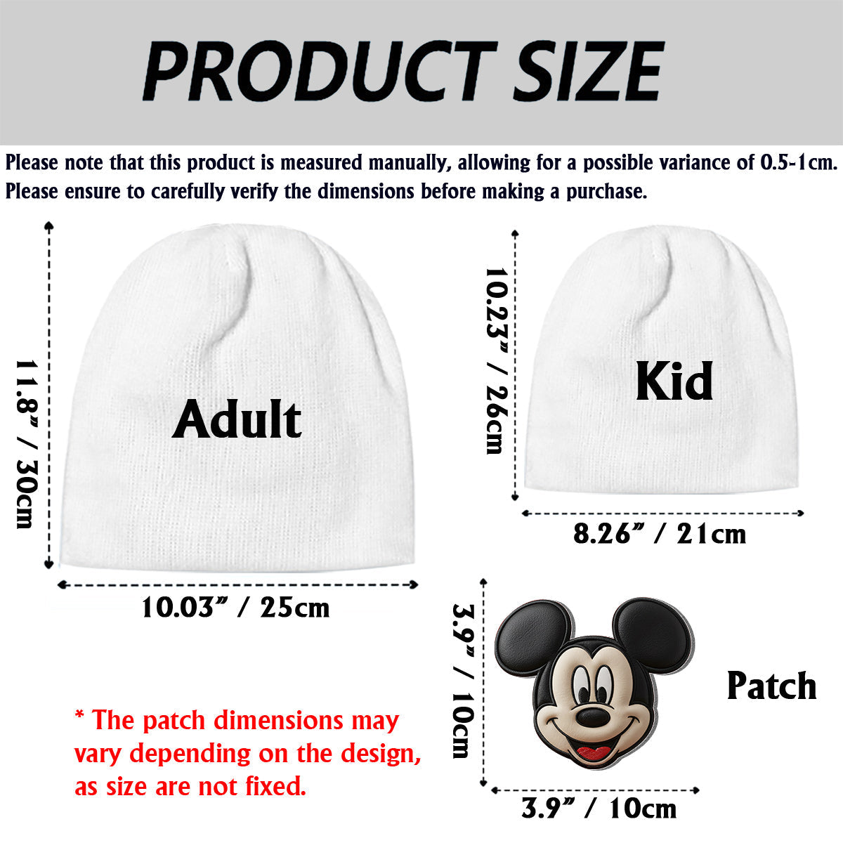 Personalized Mouse Beanie Hat with Custom Patches for Kids & Adults Beanie Hat With Patches GradoCreations