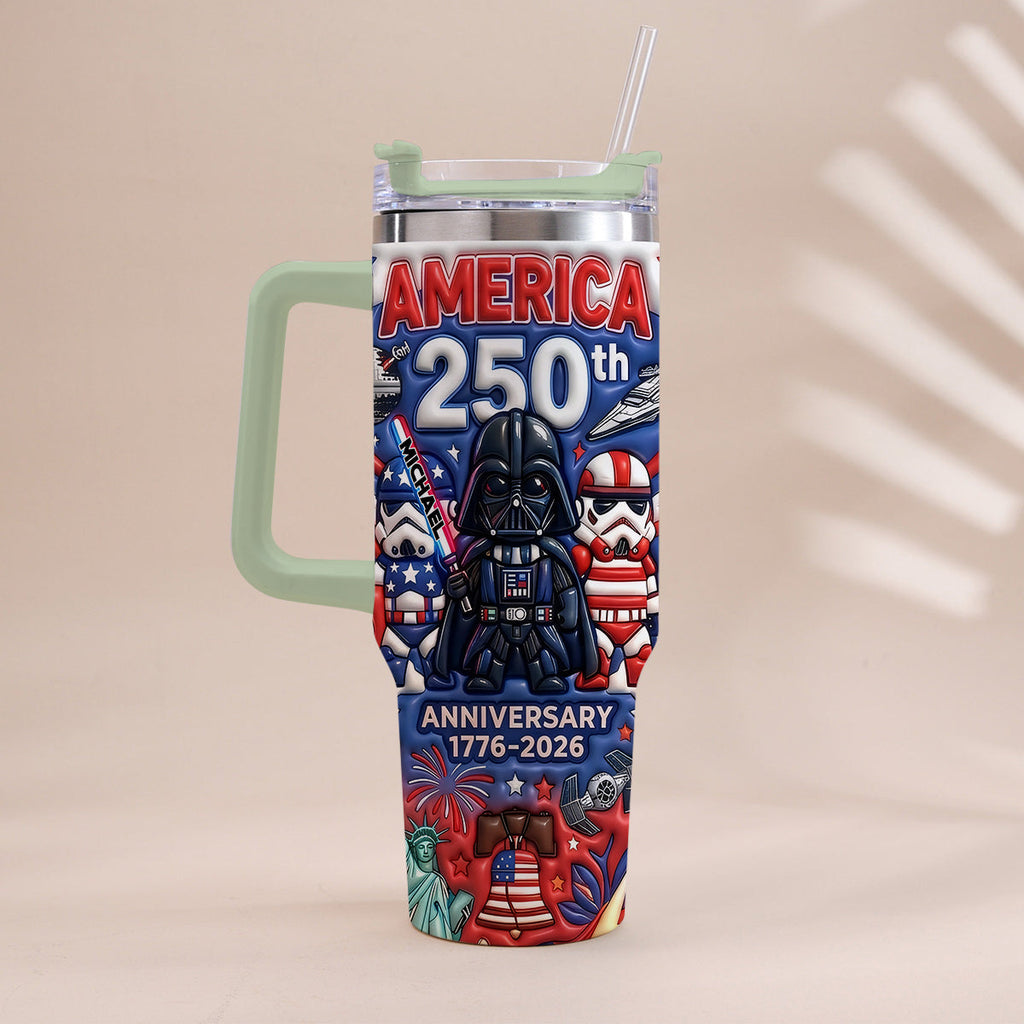 Personalized 250th Anniversary Tumbler with Handle USA Theme Tumbler With Handle GradoCreations