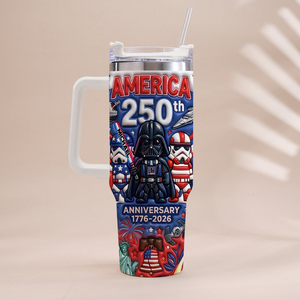Personalized 250th Anniversary Tumbler with Handle USA Theme Tumbler With Handle GradoCreations