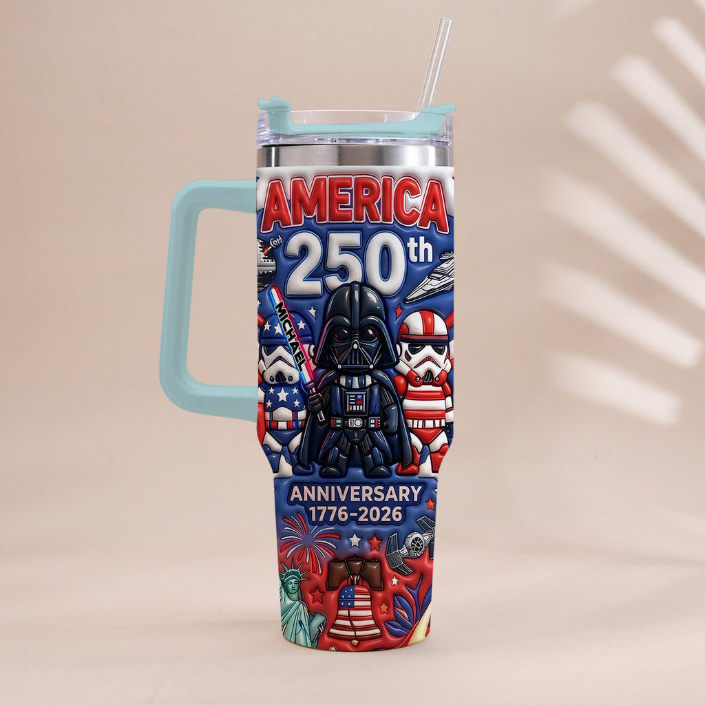 Personalized 250th Anniversary Tumbler with Handle USA Theme Tumbler With Handle GradoCreations