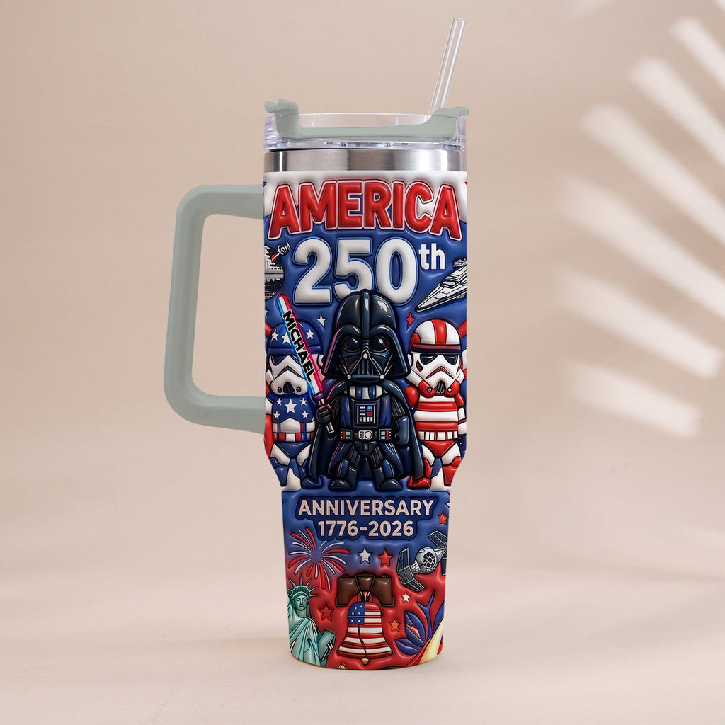 Personalized 250th Anniversary Tumbler with Handle USA Theme Tumbler With Handle GradoCreations