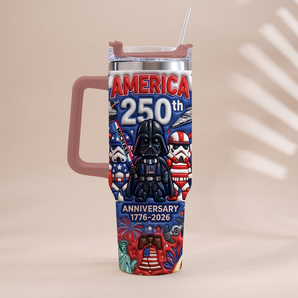 Personalized 250th Anniversary Tumbler with Handle USA Theme Tumbler With Handle GradoCreations
