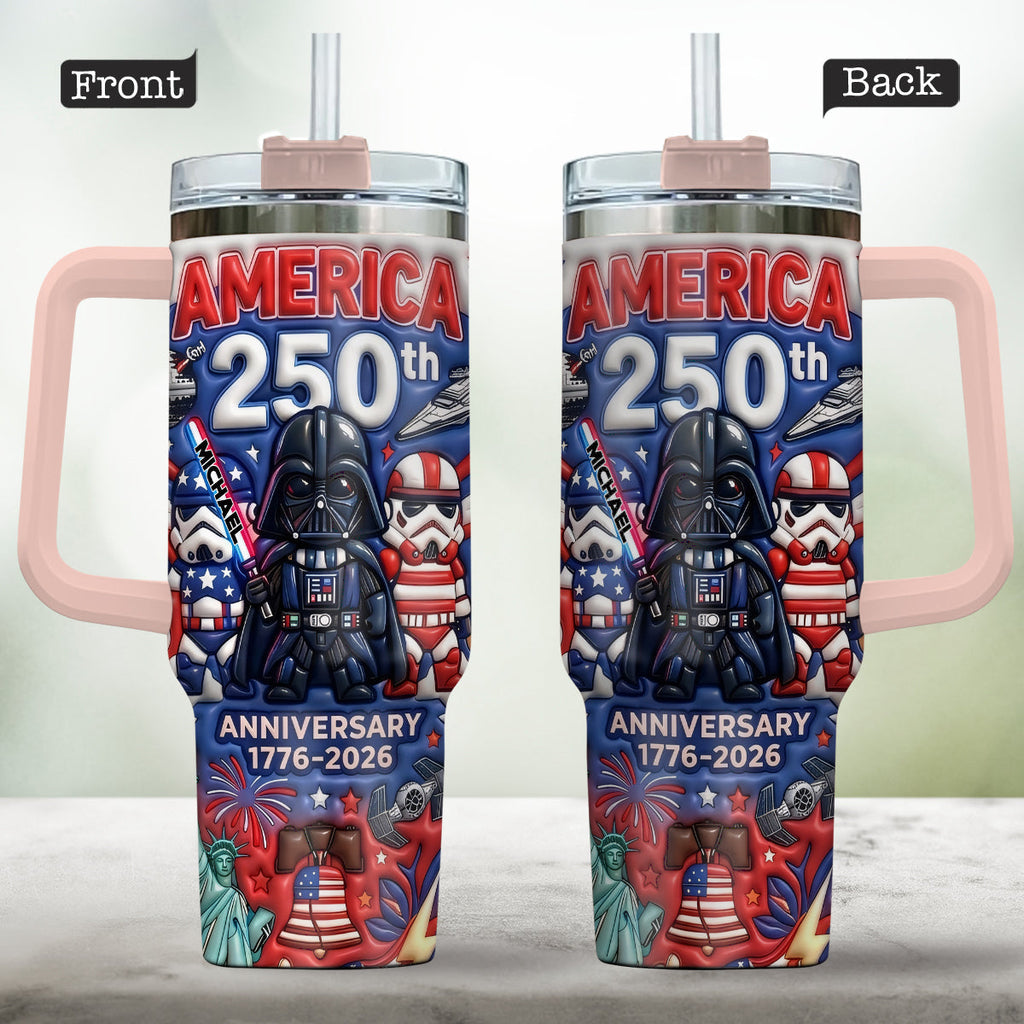 Personalized 250th Anniversary Tumbler with Handle USA Theme Tumbler With Handle GradoCreations