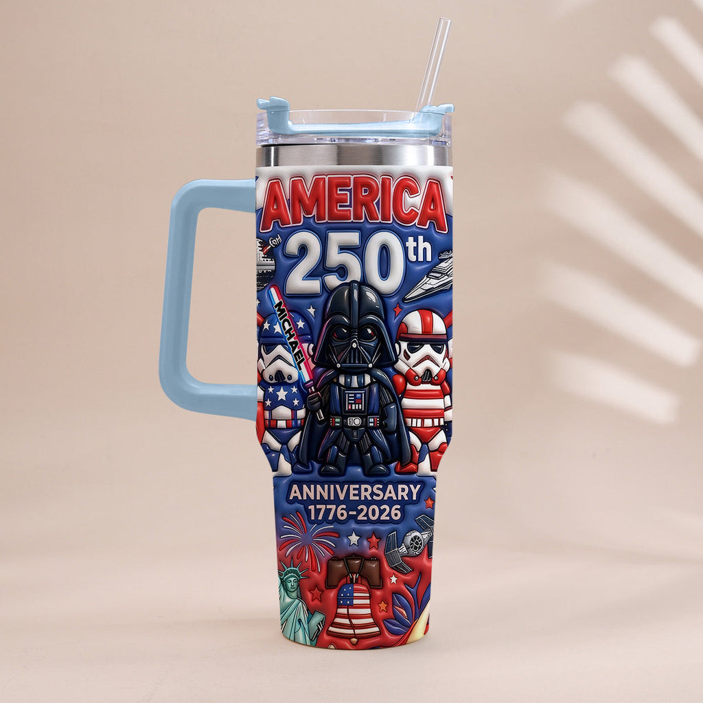 Personalized 250th Anniversary Tumbler with Handle USA Theme Tumbler With Handle GradoCreations