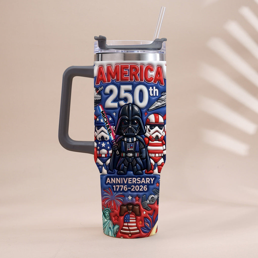 Personalized 250th Anniversary Tumbler with Handle USA Theme Tumbler With Handle GradoCreations