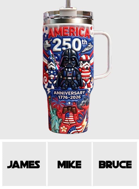 Personalized 250th Anniversary Tumbler with Handle USA Theme Tumbler With Handle GradoCreations