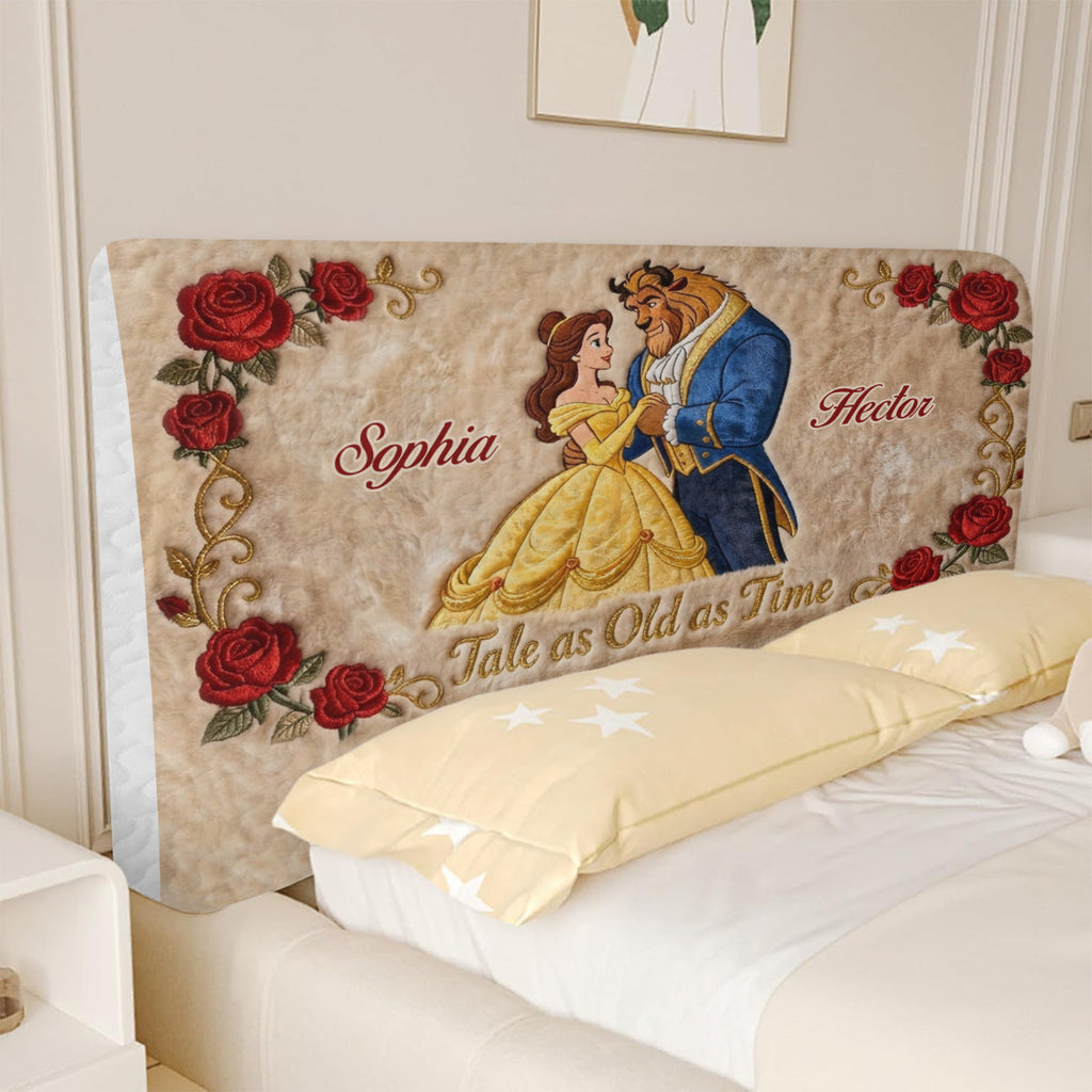 Personalized Beauty and the Beast Headboard Slipcover Custom Names Gift for Kids Headboard Slipcover GradoCreations