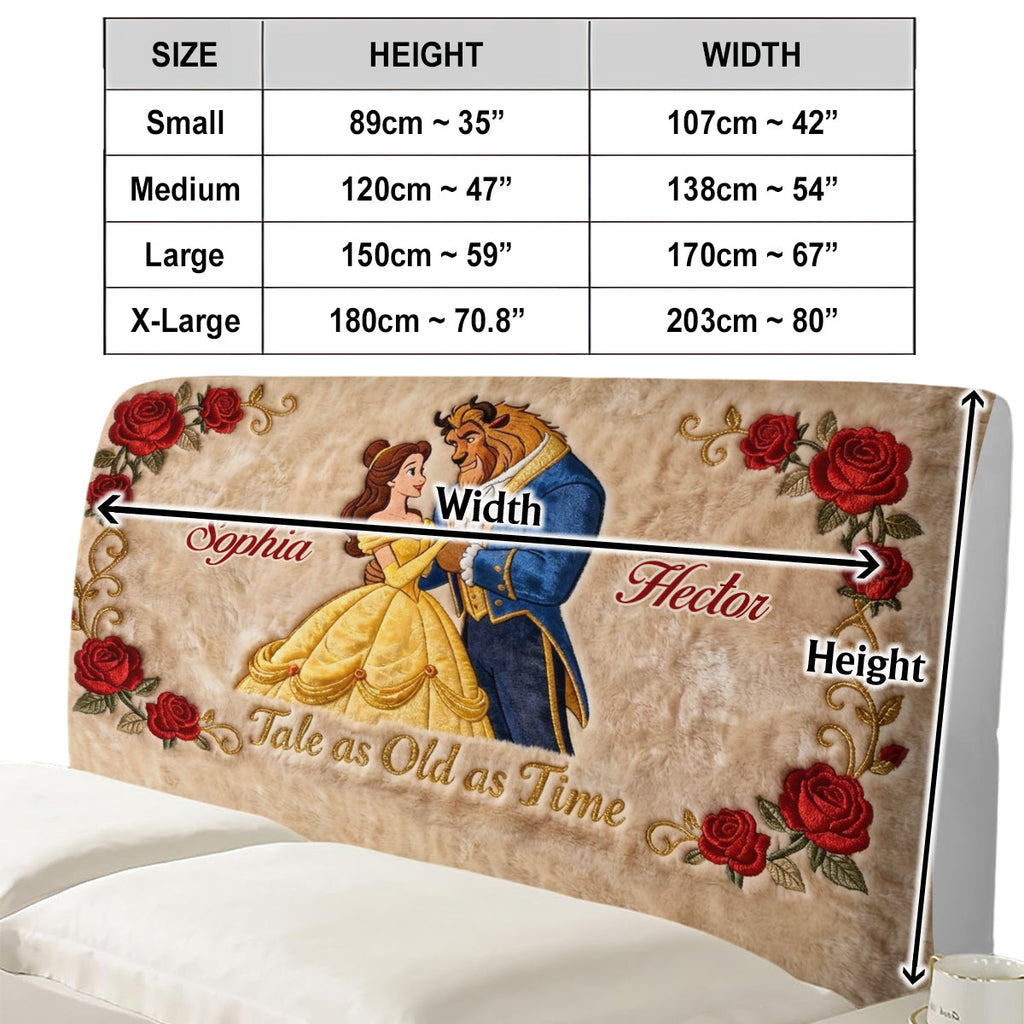 Personalized Beauty and the Beast Headboard Slipcover Custom Names Gift for Kids Headboard Slipcover GradoCreations