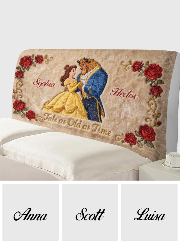 Personalized Beauty and the Beast Headboard Slipcover Custom Names Gift for Kids Headboard Slipcover GradoCreations
