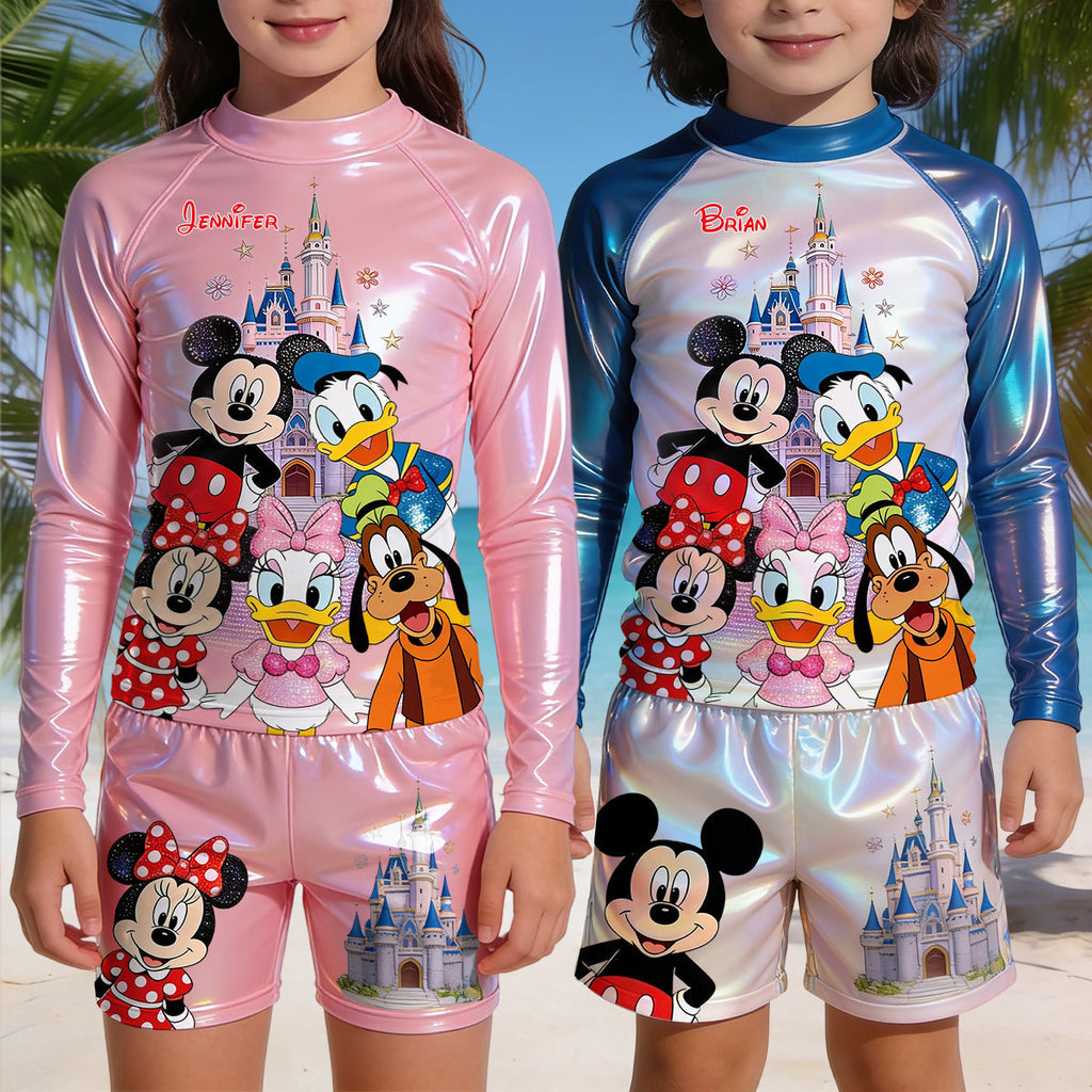 Personalized Disney Character Kid Swim Trunk Rashguard Set Kid Swimsuit Trunk Rashguard Set GradoCreations