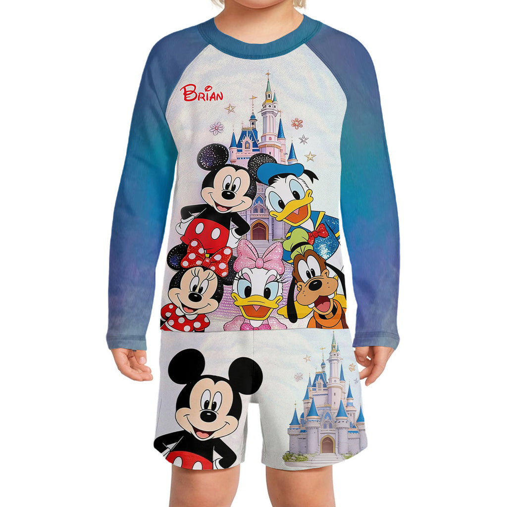 Personalized Disney Character Kid Swim Trunk Rashguard Set Kid Swimsuit Trunk Rashguard Set GradoCreations