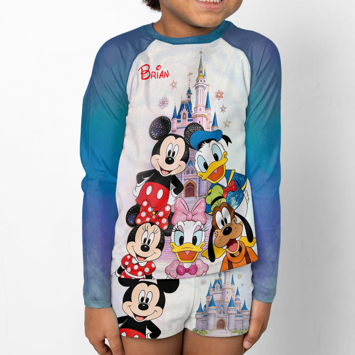 Personalized Disney Character Kid Swim Trunk Rashguard Set Kid Swimsuit Trunk Rashguard Set GradoCreations