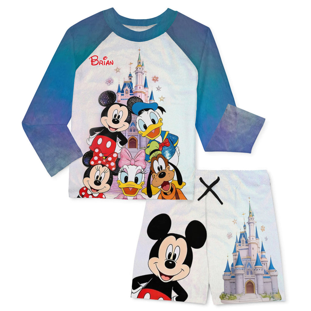 Personalized Disney Character Kid Swim Trunk Rashguard Set Kid Swimsuit Trunk Rashguard Set GradoCreations