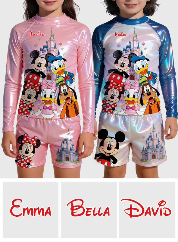 Personalized Disney Character Kid Swim Trunk Rashguard Set Kid Swimsuit Trunk Rashguard Set GradoCreations