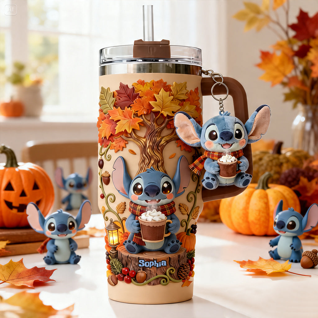 Personalized Fall Tumbler with Plush Charm for Mom or Friend Tumbler With Plush Charm GradoCreations