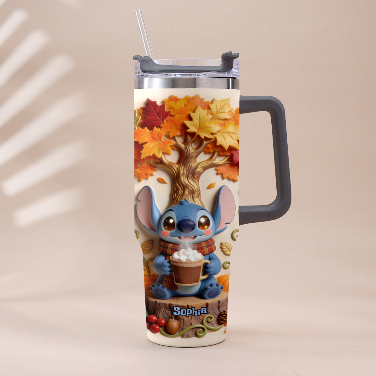 Personalized Fall Tumbler with Plush Charm for Mom or Friend Tumbler With Plush Charm GradoCreations
